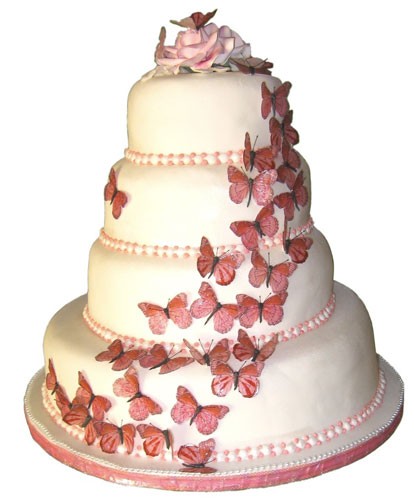 Photo:  Pink butterfly wedding cakes design